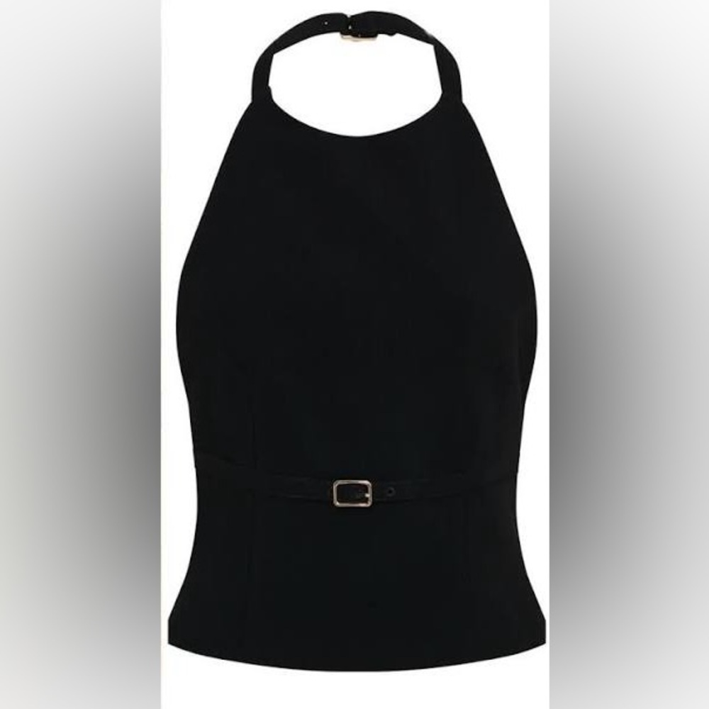 NWT- Meshki Letitia Suiting Halter Top With Buckle -Black